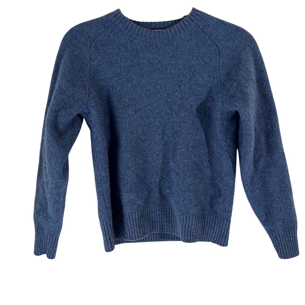 Uniqlo 100% Wool Crewneck Sweater Heather Blue Raglan Sleeve Small